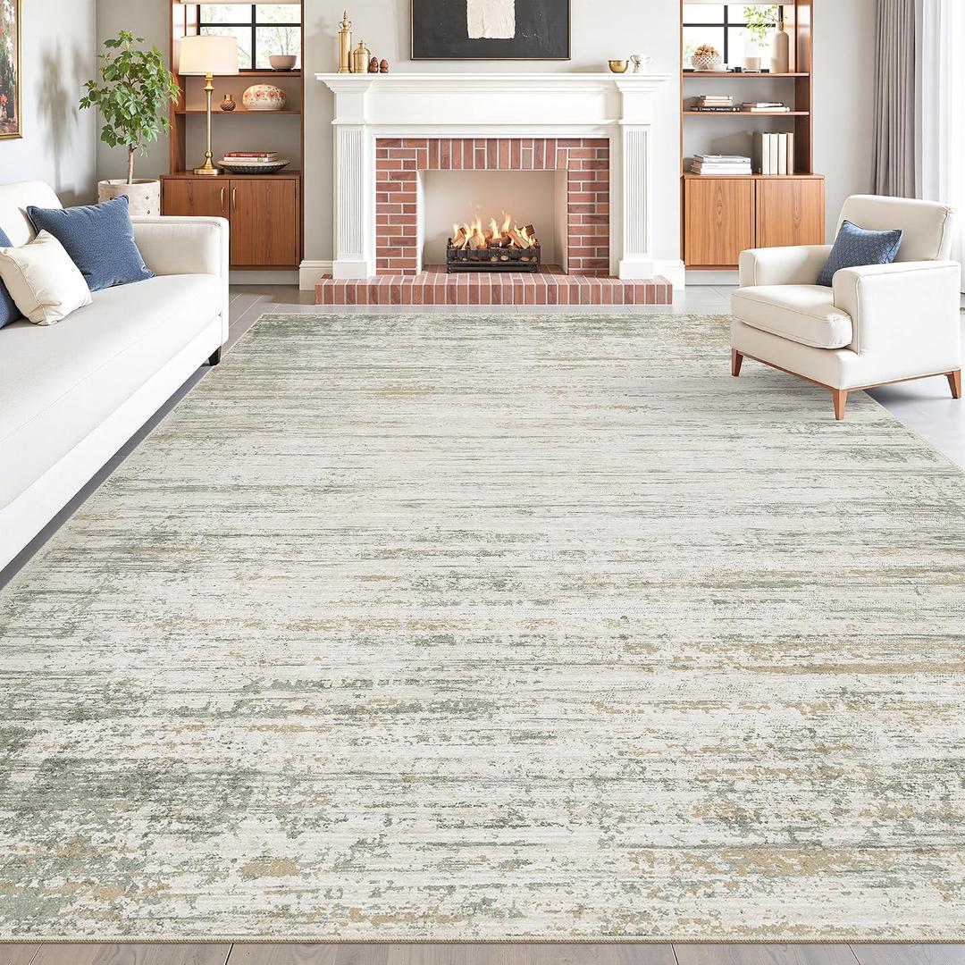 zesthome 8x10 Area Rugs for Living Room, Modern Abstract Washable Rug Green