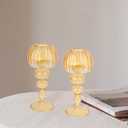 Desk Lamp Shaped Glass Candle Holders - Glass Hurricane Candleholders Crystal Decorative Candle Stand for Table Wedding Dinning Centerpieces Party Supplies Decor Amber