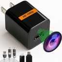 ALPHA TECH Hidden Spy Camera 1080p – Plug-in Mini Cam, No Wi-Fi, MicroSD Recording, Motion Detect, Loop Storage, Wide-Angle Lens – Discreet Indoor Nanny Cam for Home & Office