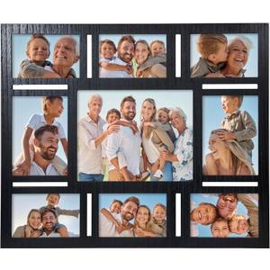 9-Opening Collage Picture Frame Wall Decor Black Multi Photo Frame for 5x7, 8x10 & 4x6 Photos Multiple Size Photo Display, Wall Mountable Vertically or Horizontally
