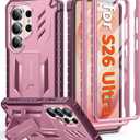FNTCASE for Samsung Galaxy S26-Ultra Case: [Built-in Screen Protector & Kickstand] [2 Front Frames] [Military-Grade Drop Protection] Heavy Duty Shockproof Rugged TPU Case Full Body Protective Pink