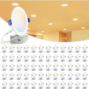 VOLISUN 60 Pack 6 inch Recessed Lighting, 5CCT Ultra-Thin, 1080Lumen, 6 INCH-White