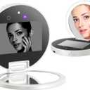 Compact Smart UV Camera UV Mirror for Sunscreen Test, 3 Inch Travel Makeup Mirror with lights and magnification ,Rechargeable Handheld Double-Sided Pocket Mirror for Skin Protection (Solid White)