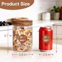 CONNOO 28oz Glass Storage Jars with Wood Lids (6-Pack) Includes 120 Pre-Printed Waterproof White Kitchen Labels Airtight Pantry Containers for Rolled Oats, Pasta & Cereals, cylindrical/28oz/6pcs