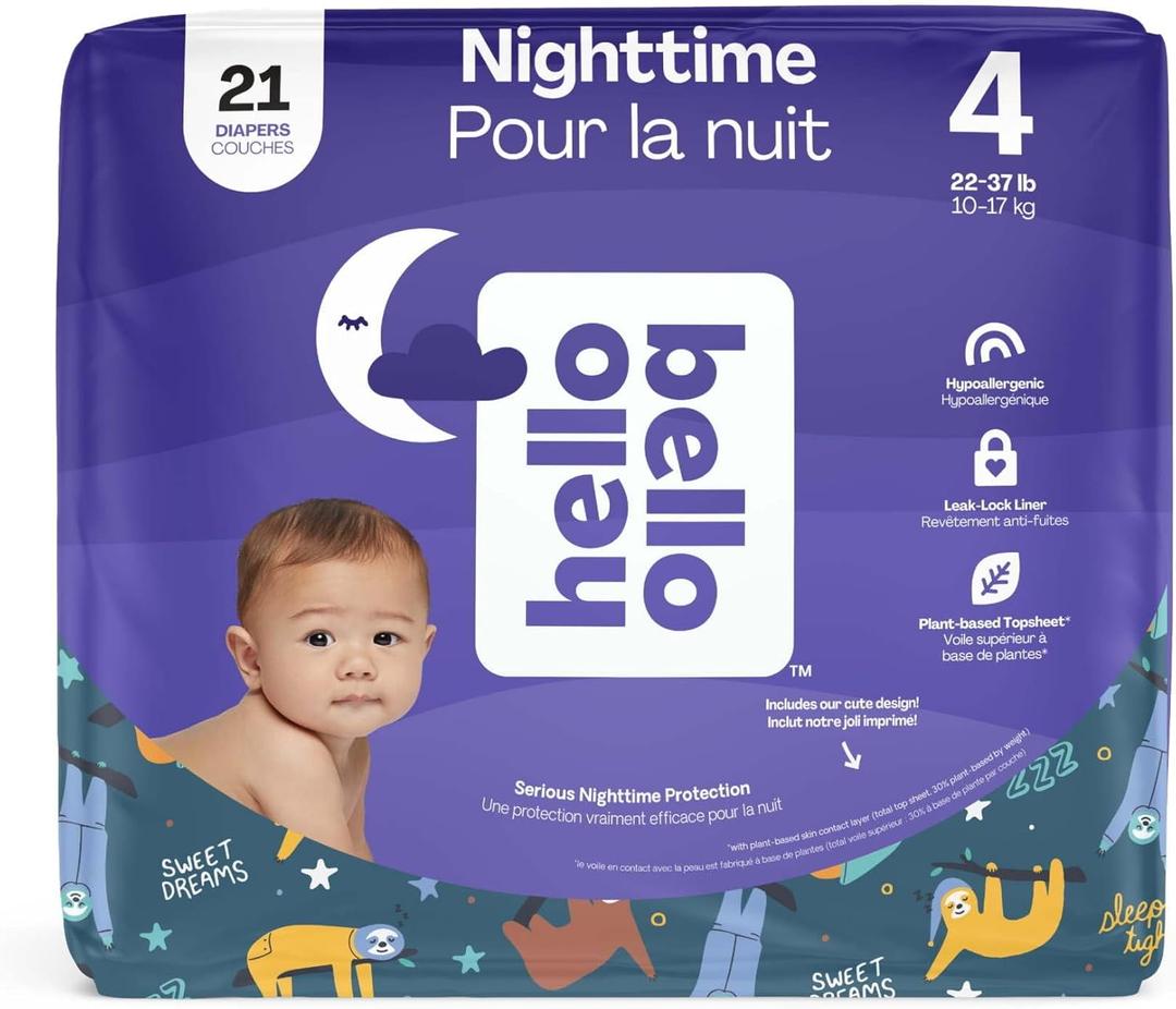 Hello Bello Premium Overnight Baby Diapers Size 4, 21 Count, Unisex, Ultra Absorbent and Soft Disposable Diapers for Babies and Toddlers (Size 4 (22-37 Pound))