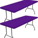Moosfor Spandex 4 Foot Rectangle Table Cloth 2 Pack, Elastic Fitted Tablecloths for Picnic, Stretch Washable Patio Table Cover for Outdoor, Camping, Banquet and Parties (Purple, 30"x48")