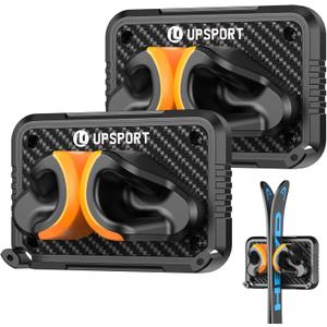 Ski Rack 2Pack, Ski/Snowboard Wall Mount, Skateboard Wall Mount, Fits Any Ski/Snowboard, Holds Up to 50lbs, Winter Gear Organizer, Vertical Ski Storage Rack for Home & Garage (Orange)