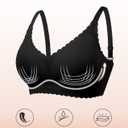 Seamless Jelly Bras for Women 3 Pack - Deep V Wireless Push Up No Wire Womens Bra Padded Comfort with Support for Gifts (M)