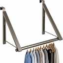 HOLDN STORAGE Over The Door Hanger - Foldable Rack Organizer for Hanging Clothes, Coats & Towels, Ideal for Dorm Rooms, Laundry, Bathrooms, Etc - Holds up to 35 LBs, Collapsible - Satin Nickel (1 Pack)