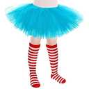 Zhanmai 5 Layered Tutu Skirt for Kids Tulle Tutu Skirt with Tube Socks Princess Runners Costumes Cosplay for Girls Kids, Blue ( 21-31.4in)