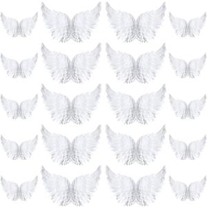3D Plastic Angel Wings for Crafts Christmas Tree Ornaments White Feathers Costume Mini Wings Decor for DIY Crafts Accessories Christmas Party Favor Decor(24 Pieces, 3.3 Inch and 4.2 Inch)