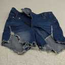 ZVO Women's Ripped Denim Jean Shorts Summer High Waisted Casual Distressed with Double Button Shorts Frayed Raw Hem Jeans Light Blue L