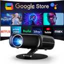 GoogIe TV Smart Projector with WiFi and Bluetooth, Goiaey C26 Mini Projector, Built-in Official Streaming Apps, GoogIe Voice, DoIby Audio, Zoom Native 1080P 4K Supported Movie Proyector