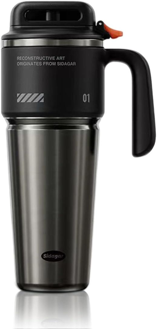 32 oz Tumbler with Handle and Straw, Vacuum Insulated Stainless Steel Travel Mug for Men, Gamer Cup with Push-button Lid, Tactical Gaming Setup Accessory, Fits in Cup Holder - Obsidian Black