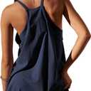 Lianlive Women Athletic Mini Dresses Built-in Shorts Set Summer Sleeveless Sundress Hot Shot Mini Dress (Black, XXL)