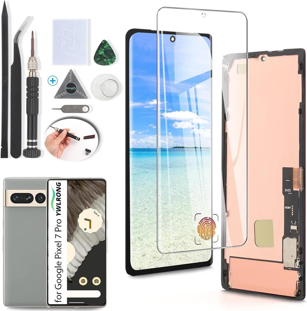 YWLRONG OLED for Google Pixel 7 Pro Screen Replacement LCD Touch Screen Digitizer Assembly for Pixel 7 Pro GP4BC GE2AE Display with Tools(Support Fingerprint)