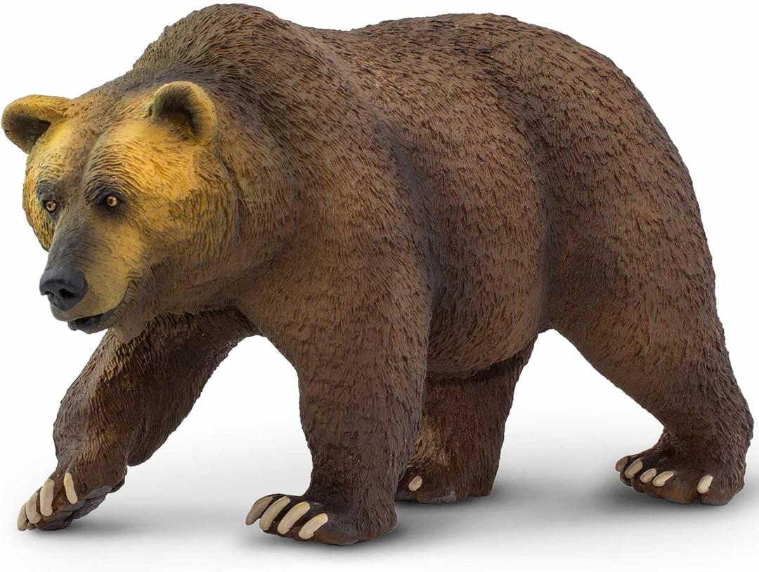 Safari Ltd. Grizzly Bear Figure - Realistic 9" Brown Bear Model - Educational Toy for Boys, Girls, and Kids Ages 1+