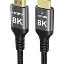 Ubluker 8K HDMI Cable 48Gbps 33 FT, Nylon Braided High Speed HDMI Cable 4k 120Hz 2k 165Hz 8k 60Hz 12bit eARC ARC Dolby Atmos HDR10+ HDCP2.3 Compatible for Gaming PC TV Soundbar Monitor Mac PS5 Xbox