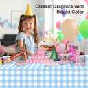 6 Pack Blue and White Checkered Tablecloth, Blue Plastic Table Cloths for Parties Disposable, 54 x 108 inch Waterproof Blue Gingham Camping Tablecloth for Birthday, Party, Picnic