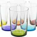 Red Co. Multicolor Large Drinking Glasses for Water, Juice and Cocktails, 16 Ounce - Set of 6