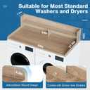 Washer Dryer Countertop with Shelf 27.5" W x 54" L x 12" H Laundry Room Countertop for Washer and Dryer with Edge Rails, Oak