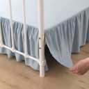 Bed Skirt Queen Size Ruffled Bed Skirt with Split Corners, 16 Inch Drop Dust Ruffle Bed Skirts with Platform, Gathered Style, 100% Microfiber, Grayish Blue