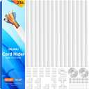 Delamu Cord Hider, 236in Cord Covers for 3-4 Wires on Wall, Cable Hider Wire Covers for Cords, Wire Hiders for TV on Wall, TV Cord Hider for Wall Mounted TV, 15x L15.7 W1.18 H0.6in, White