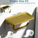 Brushed Gold Toilet Paper Holder with Shelf, Premium Lightweight Aluminum Alloy, Self Adhesive Toilet Tissue Roll Holder Wall Mount for Bathroom, Washroom, Kitchen, RV with Phone Storage