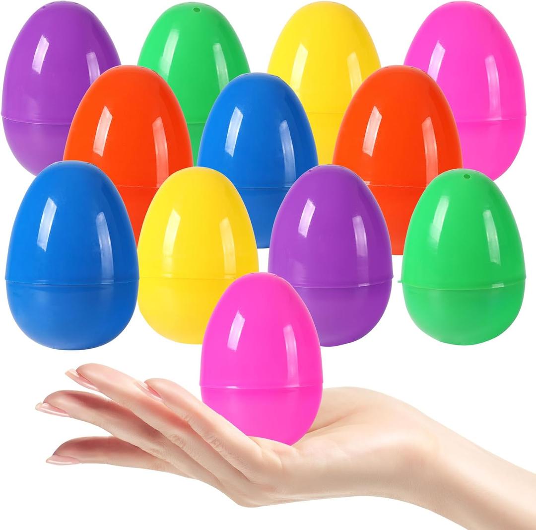 12Pcs Plastic Bright Easter Eggs Assortment, 3.15'' Fillable Easter Eggs Empty Bulk, Perfect for Easter Egg Hunt/Surprise Egg