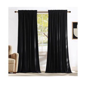 NICETOWN Black Velvet Blackout Curtains 96 inch Long for Living Room and Bedroom, Thermal Luxury Solid Heavy Rod Pocket Drapes/Window Treatments for Hall, Theater (2 Pieces, 52 W)