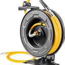 Steel Retractable Air Hose Reel 3/8" Inch x 50' Feet Hybrid Polymer Hose, Heavy Duty Air Hose Reel included Auto Rewind Reel | Quick Air Coupler | Heavy Duty Steel Frame