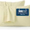 Luxury Queen Pillow Cases Set of 4, 1000 Thread Count Long Staple Egyptian Cotton Pillowcases, Breathable Cooling Bedding, Ivory, 4 Pc Standard / Queen Pillowcases