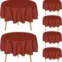 Horaldaily 6 Pack Clay Tablecloth 7070 Inch Round, Stain and Wrinkle Resistant Washable Table Cloth, Decorative Polyester Table Cover for Party Picnic Dinner Decor