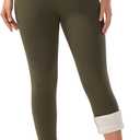 JK SUE JONES Women Winter Warm Thick Leggings Fleece Lined Stretchy Soft Thermal Sherpa Pants High Waist Tights (Medium, Army Green)