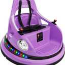 Bumper Car for Kids, 12V Ride on Bumper Car for Toddler with Remote Control, 2-Speed, 2 Driving Modes, 360Spin, Anti-Collision Padding, Lights, Music, Electric Bumping Car for Children 1.5-6, Purple