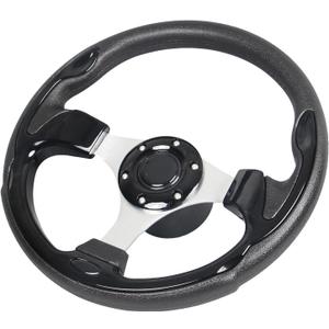 12.5" Black Boat Steering Wheel Anti-Slip 3/4 Inch Axle Marine Steering Wheel Adapter for Seastar and Verad, etc. for Marine Boats, Vessels, Yacht, Pontoon Boat