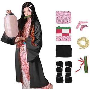 Halloween Anime Cosplay Kimono Costume Outfit Costumes for Kids Girl Adult Women (X-Large, Pink)
