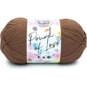 Lion Brand Yarn Pound of Love, Large Value Yarn for Knitting, Crochet, and Crafts, Mocha, 1 Pack