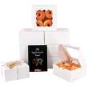 Qiqee Bakery Box with Window 100packs 6x6x3 White Cookie Boxes Pastry Box for Wedding Favor Birthday ＆ Party