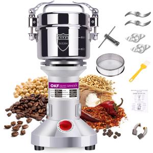 550g Grain Mill, 304 Stainless Steel Spice Grinder, 2000W High-speed Commercial Flour Mill, Superfine Flour Mill Grinder for Home, Grain Mill for Flour