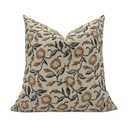 Pack of 2 Floral Block Print Pillow Covers, Decorative Vintage Design, for Living Room Couch, Sofa, Throw Pillow Cover, 18x18 Inch Neutral Floral Pillow Covers, Print on One Side Only