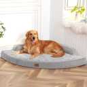 Large Dog Bed - XL Orthopedic Egg-Crate Memory Foam Dog Beds with Removable Washable Cover, Waterproof Pet Beds with Non-Slip Bottom, Grey