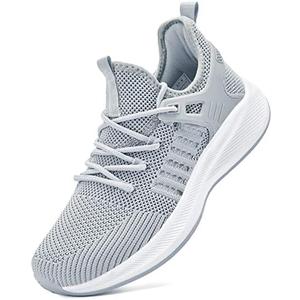 Akk Womens Athletic Tennis Shoes - Lightweight Walking Shoes Breathable Non Slip Trainers Shoes for Gym Workout Jogging Grey Size 10.5
