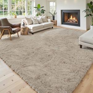 Area Rugs 10x14 Living Room, Shaggy Carpet Soft Plush Furry Bedside Rug Large Area Rugs for Bedroom Kids Girls Boys Home Decor Anti Slip(10 x 14, Beige)