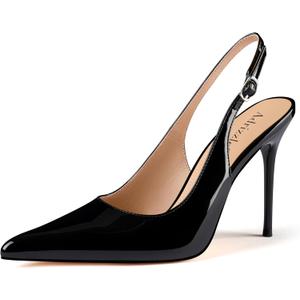 Adrizzlein Womens Slingback High Heels Pointed Toe Heels Closed Toe Stiletto Pumps Comfortable Sexy Non-Slip Elegant Wedding Party Shoes 7