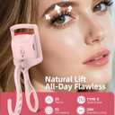 Heated Eyelash Curler, 5s Fast Heating Electric Eyelash Curler, Safe Anti-Burn Eyelash Curlers with Silicone Pad, Type-C Quick Charge, Intelligent Temp Control, 24H Long-Lasting Curls (Pink)