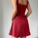 Milumia Women Square Neck Halter Dress Sleeveless Flared A Line Mini Dresses (L)