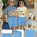 VhicPlevo Toddler Baby Boys' Cargo Shorts, Baby Blue, 4 T (Blue)