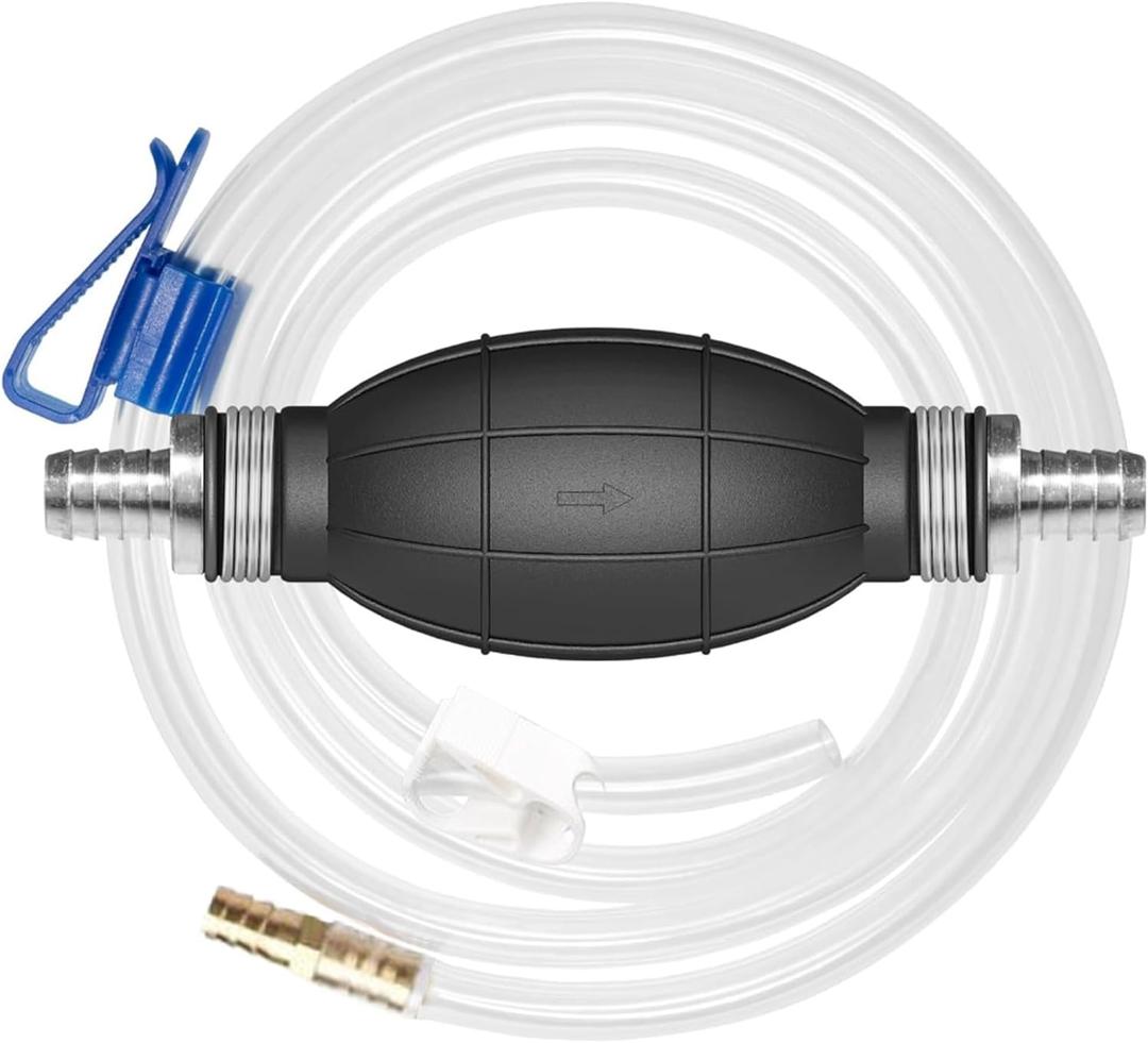 Gasoline Siphon Hose Pump,Gas Siphon Pump for Gasoline, Diesel, Water, Liquid,Portable Hand Fuel Transfer Pump with 10 Ft Siphon Hose