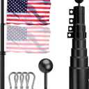 Heavy Duty Telescoping Flag Pole, 25FT 12 Gauge Extra Thick Aluminum Flagpole Kit Upgrade Ball Plunger Lock, 100MPH Wind Tested, Includes 3x5 American Flag, for Outside House In Ground (Black)